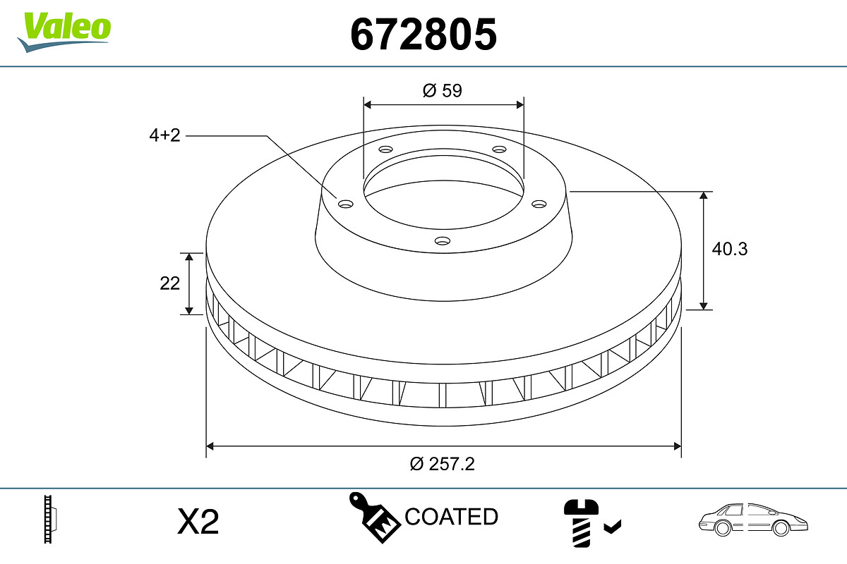 VALEO 672805 Bromsskiva